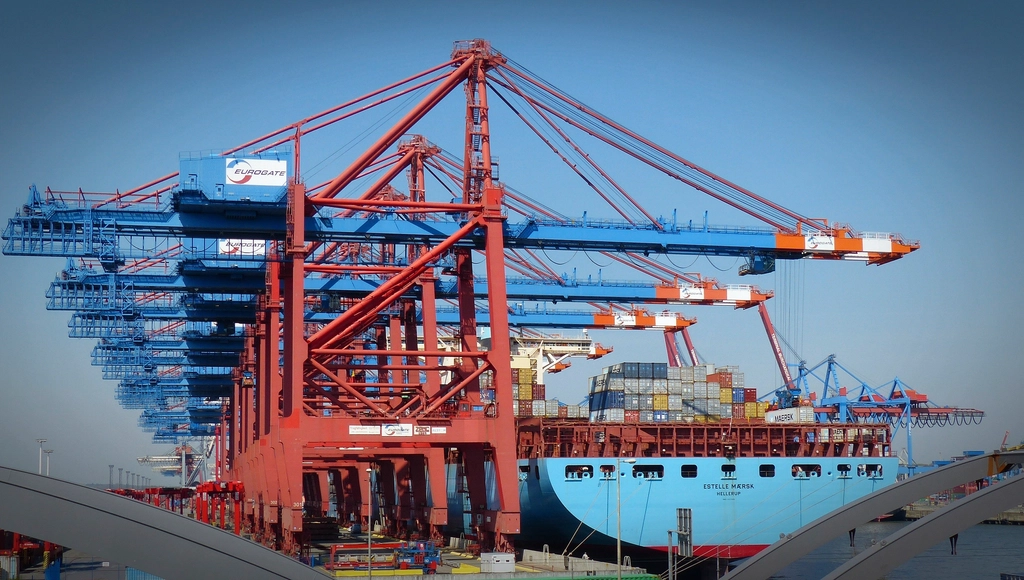 Port cranes at a cargo terminal