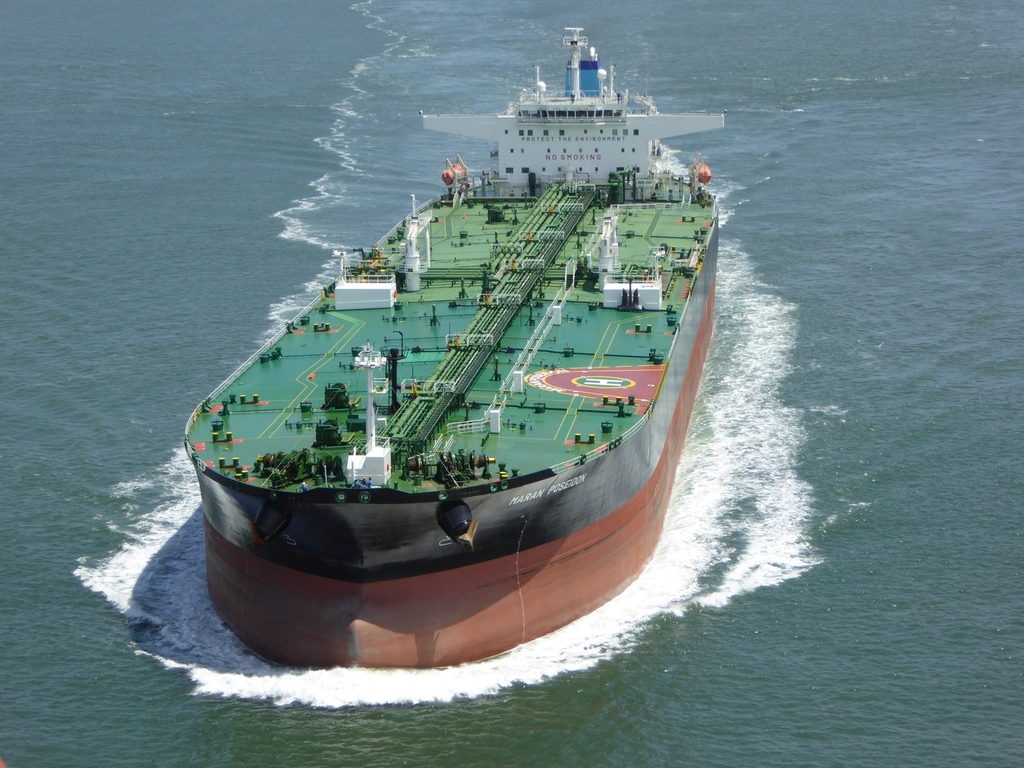 Crude oil tanker at sea