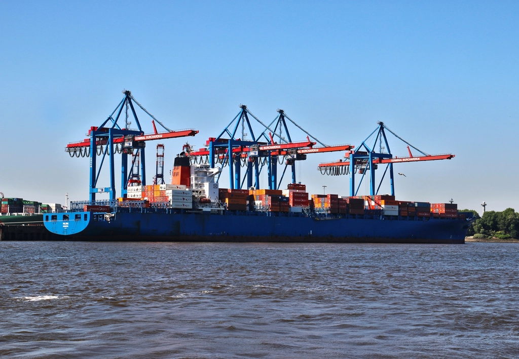 Container ship at a port terminal